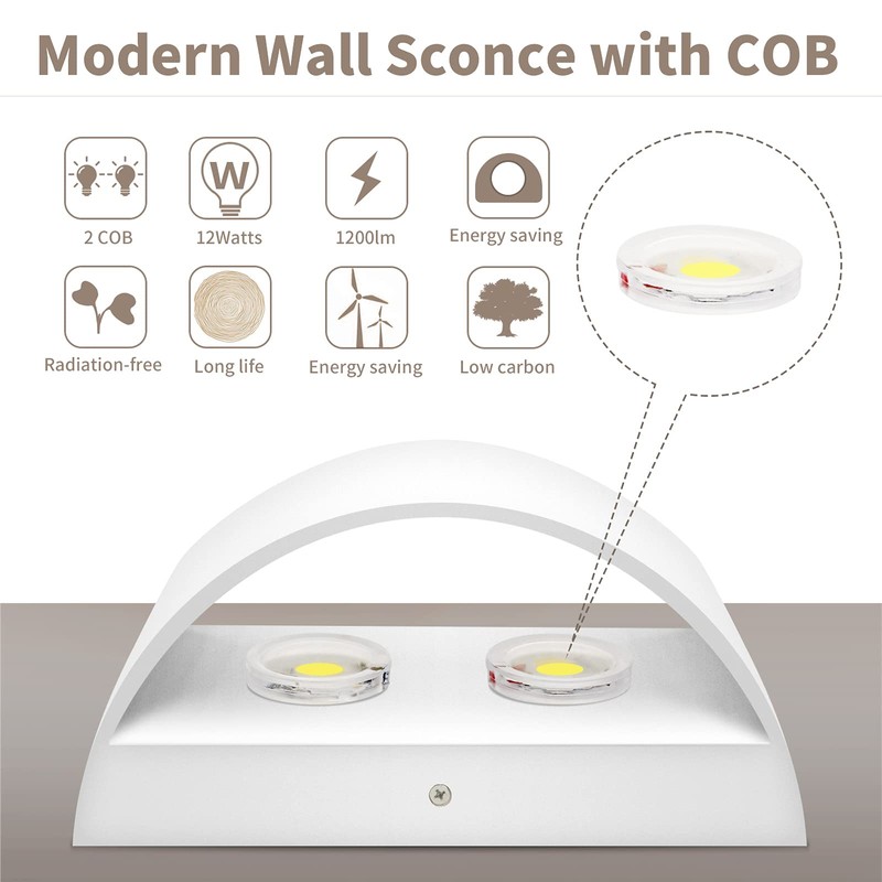 Lightess Indoor LED Wall Lamp 12W Dimmable Up Down Wall