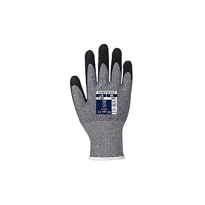 Portwest unisex VHR Advanced Cut Gloves, Grey/Black, Large