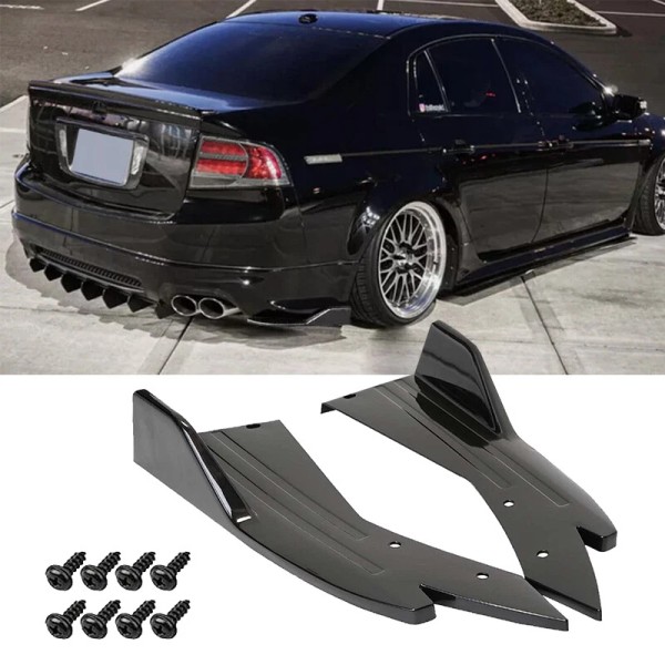 Unbranded Glossy Black Rear Bumper Diffuser Splitter Spats Canards for