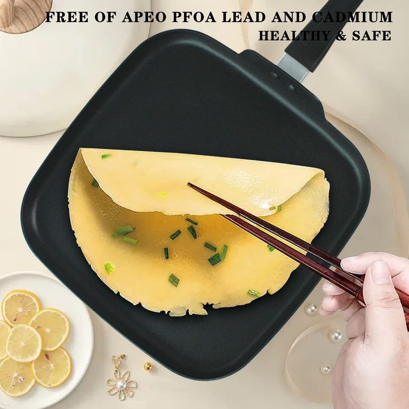 LECOOKING 10 Inch Square Griddle Pan, Nonstick Grill Pan for