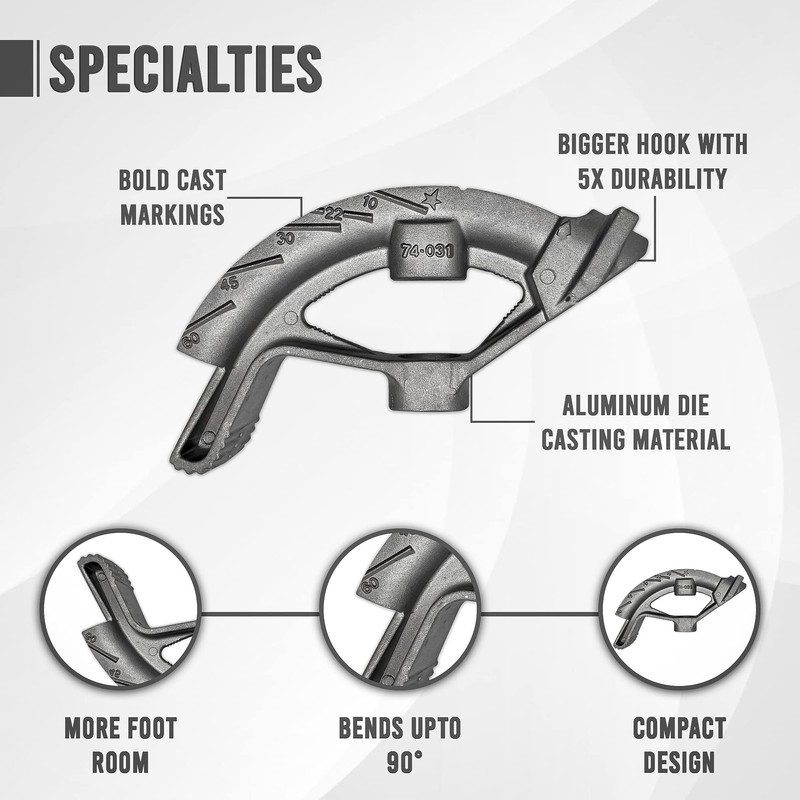 1/2" EMT Bender - Hand Bender with Head - Aluminum