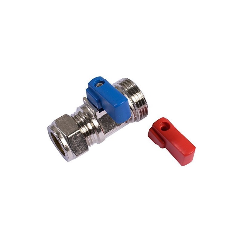 Washing Machine Valve Straight Handle Red Blue 15mm New