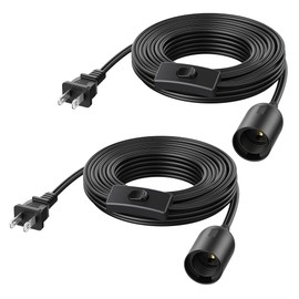 Cable Matters 2-Pack Plug in Hanging Light Cord with Switch - 15ft, Pendant Light Cord with Lamp Socket, Black