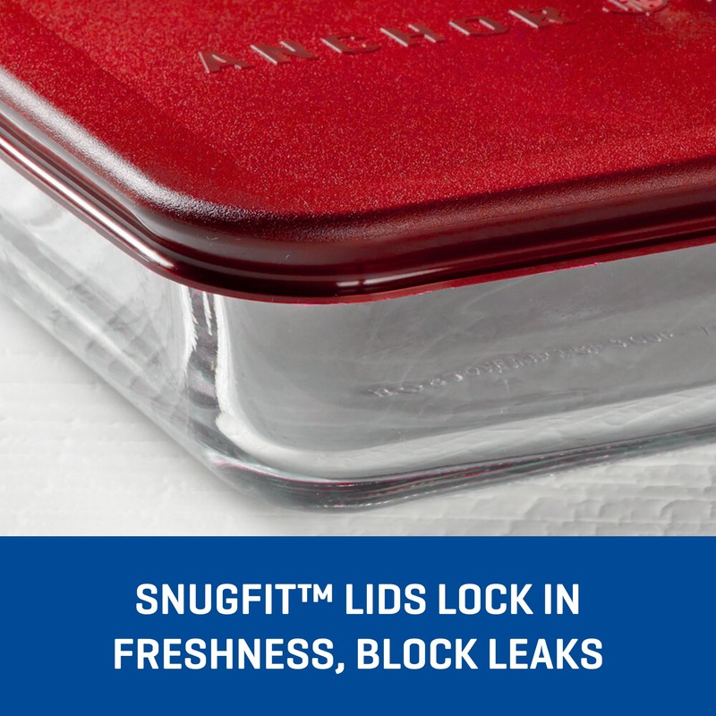 Anchor Hocking SnugFitTM Rectangular Food Storage Containers with Lids (4-Piece,