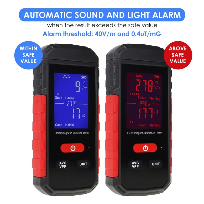 EMF Electromagnetic Radiation Detector EMF Meter Temperature Tester with Sound