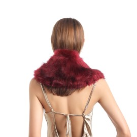 Faux Fur Collar for Women,Ladies Winter Scarf Neck Warmer Wrap(Burgendy)