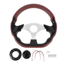 Volante Deportivo de Carreras de 13 Pulgadas Volante de Automóvil PU Aspecto Deportivo Agarre Mejorado Volante Estilo Carrera para Adaptador de Cubo  