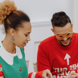 MADISON TYLER Christmas Gold Plated Hoop Earrings for Women | Cutout Rhinestone 'HOHOHO' Hypoallergenic | Lightweight Jewelry | Xmas Holiday Earrings Gifts for Women