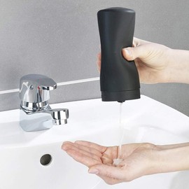 Ptsygantl Silicone Soap Dispenser, 240ml Liquid Soap Dispenser for Kitchen & Bathroom (Black)
