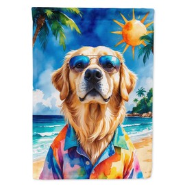 Caroline's Treasures Golden Retriever Summer Beach Time Garden Flag Mailbox Flag Decorative Yard Flag Banner Outside Patio Artwork Yard Flower Beds, Garden Size, Multicolor