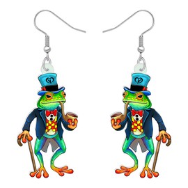 WEVENI Acrylic Cute Frog Earrings Dangle Funny Animal Jewellery for Women Girls Accessories Gift, Acrylic, No Gemstone