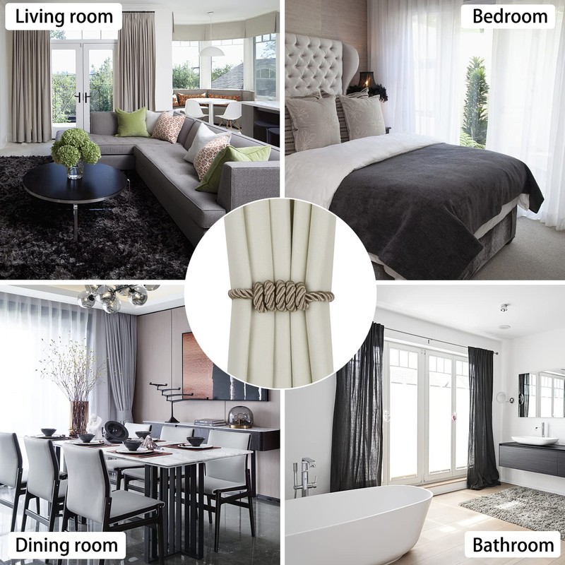 BEL AVENIR Magnetic Curtain Tiebacks, Decorative Drapery Holdbacks Modern Woven