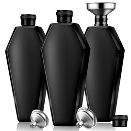 3 Pieces Flask Set 3.5 oz Flasks Coffin Flasks with Funnel 304 Stainless Steel Bottle Creative 100 ml Thicken for Men Women Adult Friends Gifts (Black)
