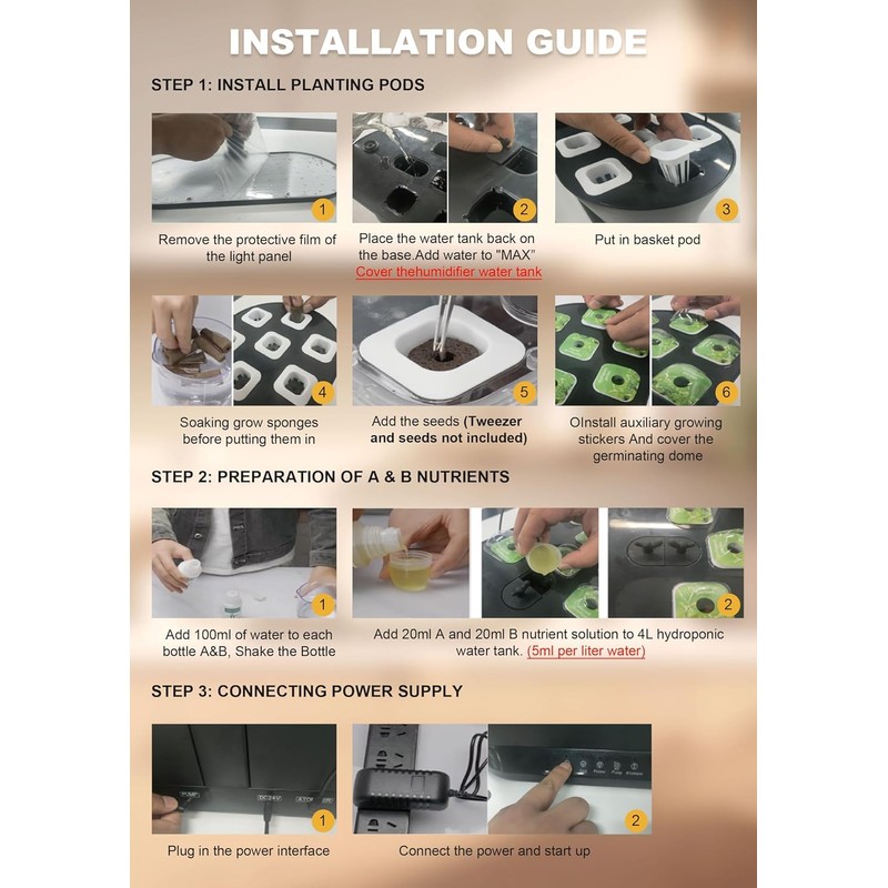 SLARY Hydroponics Growing System Mist Humidifier, 11 Pods Indoor Garden