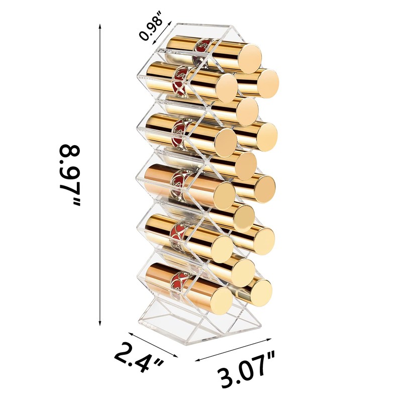 Tasybox Lipstick Organizer, Clear Acrylic Lipstick Holder 16 Spaces Lipgloss