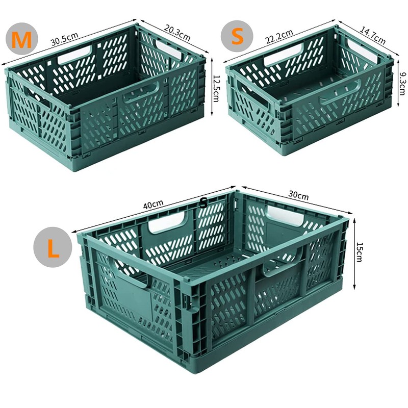 Spesh Pack of 2 Folding Crates, Plastic Folding Basket, Foldable
