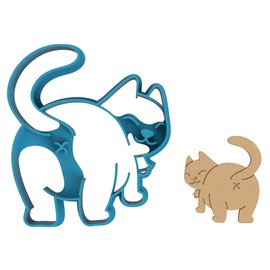 Fat Cat Looking Back Cookie Cutter - Cat Butt Feline Booty Pet Kitten Animal (0016) (4 Inch)