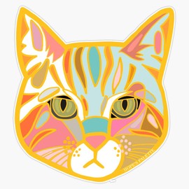 Colorful Orange Cat Head Waterproof Vinyl Window Bumper Sticker Decal 5"