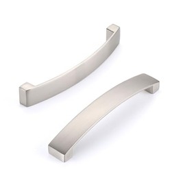 JNRFTY Pack of 6 Aluminium Furniture Handles, Kitchen Handles for Kitchen Cabinets, Furniture Handles with Screws, 128 mm, Hole Spacing, Satin Nickel