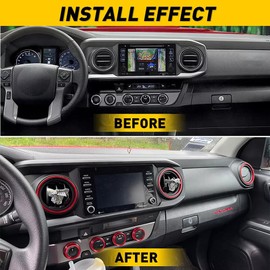 AuTK AC knob Cover Trims and AC Vent Outer Rings for Toyota Tacoma Accessories 2016-2023 Interior Air Conditioner Vent Ring Cover Trims Air Conditioner Knob Rings 8pcs-Set (Red)