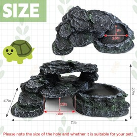 Kathson Reptile Hide Resin Turtles Dock for Aquarium Turtle Basking Platform for Small Size Snake Crested Gecko Lizard Frogs Newts (Size: 7.1 x 4.7 x 2.7 inches, 1 Pack)
