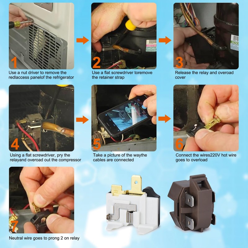 4387913Refrigerator Compressor Relay and Overload Kit, Overload Relay kit