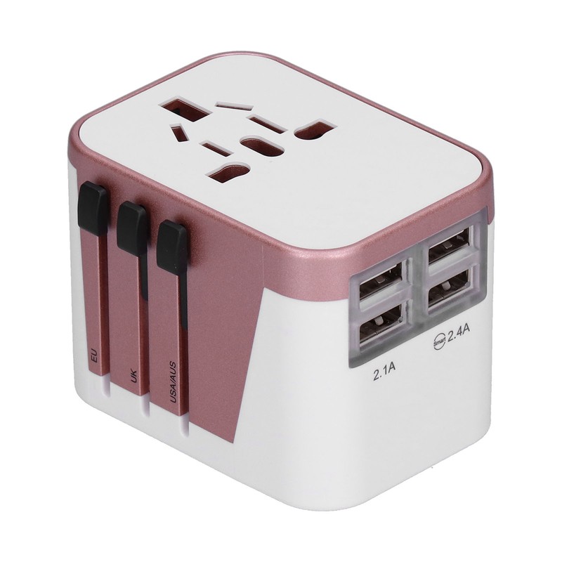 International Power Adapter Travel Plug with 4 USB Ports for