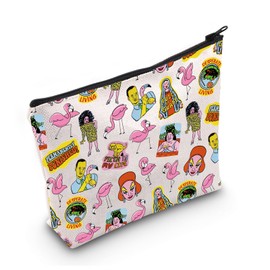 Pink Flamingos Lover Makeup Bag Black Comedy Film Enthusiast Cosmetic Bag Vintage Style Fan Gift for Her, Pink Flamingos, Daily