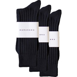 Harusaku Men's Socks, Made in Japan, 100% Cotton, Formal, Gentleman's Socks, 9.8 - 11.4 inches (25 - 29 cm), Set, Black 3-Pack