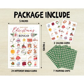 Christmas Bingo Games Cards, Christmas Games Bingo Game Set, Xmas Party Bingo Game, Christmas Bingo Supplies for Adults Family Friends, Winter Xmas Party Holiday Decorations -16
