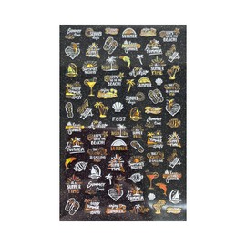 Autumn Palm Maple Leaf Banana Beach Flamingo Fish Self Adhesive 3D Nail Stickers F657 Laser Gold White Nail Wraps Stickers Manicure Supplies for Women Nails Full Long Lasting Easy Apply and Remove