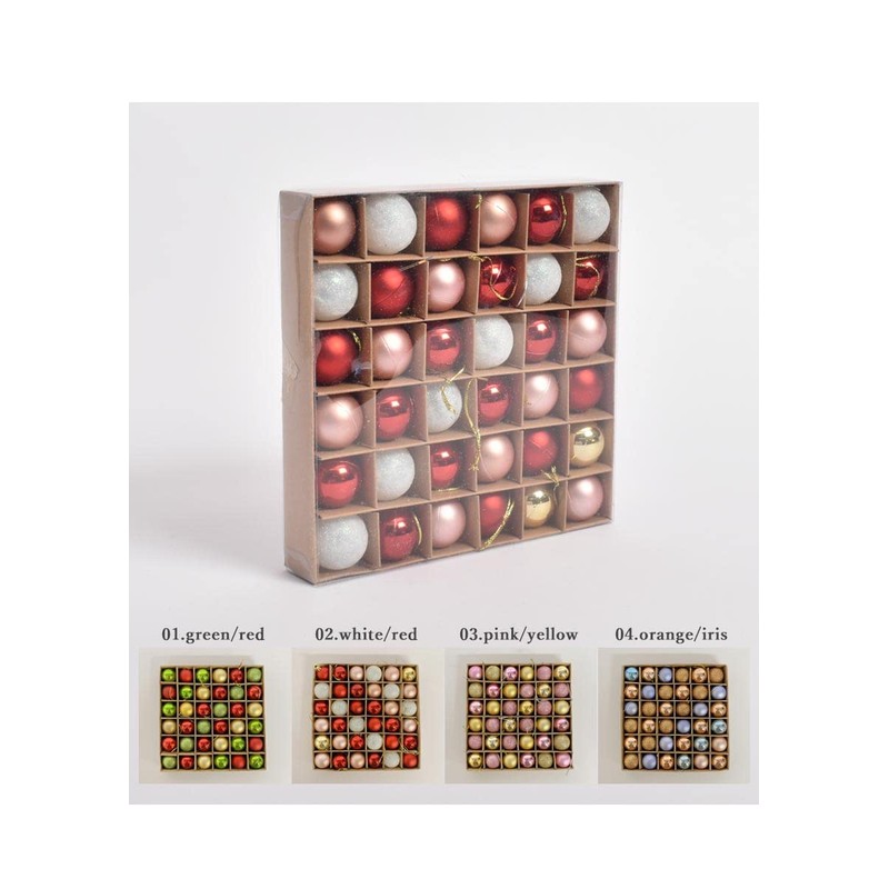 Christmas Tree Ornaments Colorful Balls 3cm Set of 36 Pink