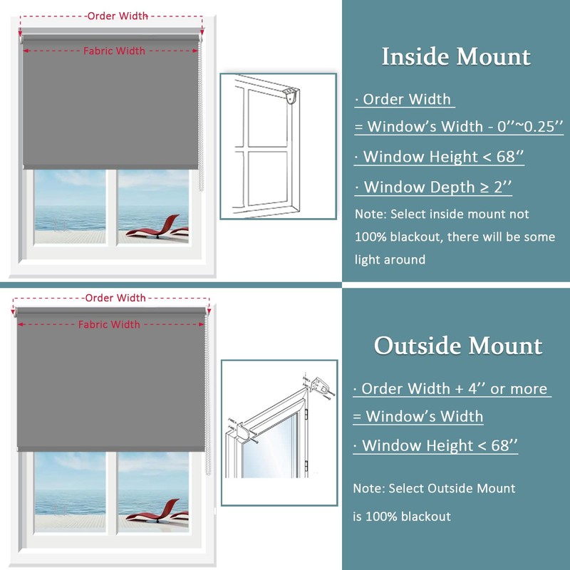 NUTRO CHILL Blackout Blinds, Window Roller Shades Thermal Insulated Fabric