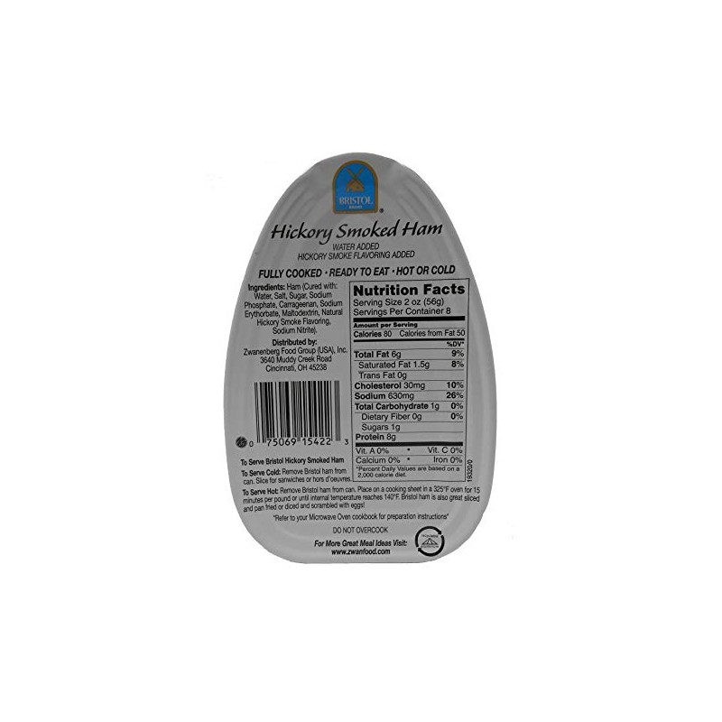 Bristol Hickory Smoked, Canned Ham - 16oz (Pack of 2)