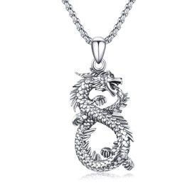 YEESIA Dragon Necklace for Men 925 Sterling Silver Gothic Necklace Mother's Day Gifts Infinity Dragon Pendant Eternal Jewellery Gothic Jewellery Gifts for Men Women, Sterling Silver, No Gemstone