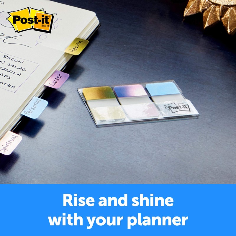 Post-it Foil Tabs, Iridescent Colors, 36 Tabs/Pack, 1 in x
