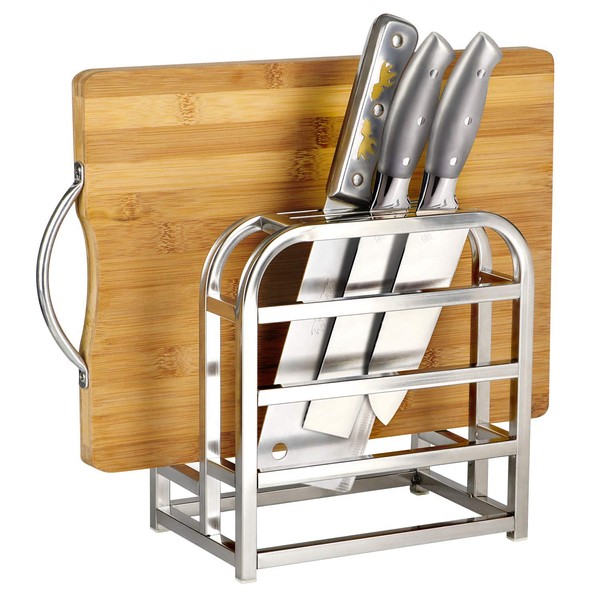 HULISEN Kitchen Knife / Cutting Board Stand, 18/8 Stainless Steel (Cutting Board / Knife Stand - Small)