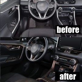 Eridanus Auto Accessories Fit for RAV4 2023 2022 2021 2020 2019 Door Handle Upper Armrest Stripe Frame Cover Trim (Peach Wood Style) ABS 4 PCS