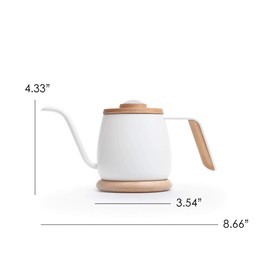 SimpleReal TAMAGO Narrow Mouth Mini Coffee Drip Kettle. Includes Thermometer, Lightweight, Induction Cooker Compatible, Tea Compatible, White, 11.8 fl oz (350 ml)