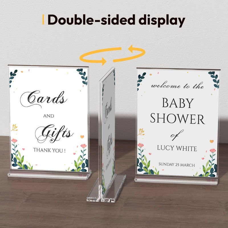 NIUBEE Acrylic Sign Holder 8.5 x 11 T-Shape Clear Flyer
