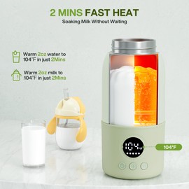 Portable Bottle Warmer for Travel, 2-Min Fast Heating Baby Bottle Warmer, 12.8oz Formula Container to Go for Breastmilk, Baby Essentials with Long-Lasting Keep Warm Function