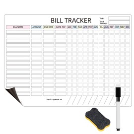 Monthly Bill Payment Checklist Magnetic Whiteboard for Refrigerator-Bill Payment Tracker Calendar Chart Monthly Bill Organizer & Planner for Personal Budgeting Financial (Style 1)