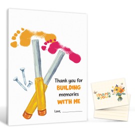 2025 Fathers Day Crafts For Kids - Thank You For Bulding Memories With Me Poster - DIY Father's Day Gifts From Kids, Toddlers- Handprint Father's Day Gift - Dad Gifts From Daughter, Son [UNFRAMED]