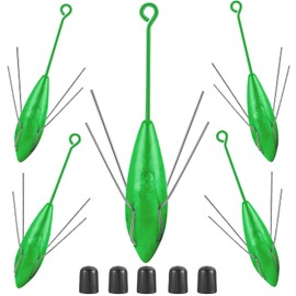 5 Pcs Sputnik Sinkers Surf Fishing Weight, Heavy-Duty Long Tail Fishing Weights Saltwater Surf Casting Sinkers,Fishing Weights Sinkers Spider Weights Surf Casting Sinkers（Green-3oz）