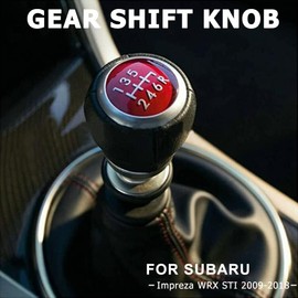 Yoegerery 6 Speed Manual Leather Gear Stick Shift knob for Su=bar=u Impreza WRX STI 2009 2010 2011 2012 2013 2014 2015 2016 2017 2018 (Red-Down-R6)