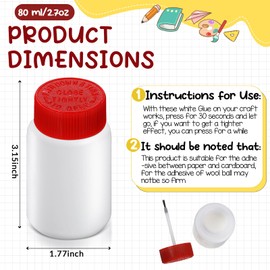 Watersay 12 Set 2.7 oz Glue Bottles with Brushes Contains 80ml Glue Classroom Supplies for Arts Crafts Projects