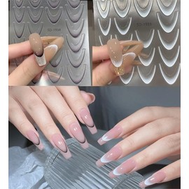 6 Sheets French Nail Art Stickers,Nail Art Stickers Decals Self-Adhesive French Tip Stickers with Tweezer for Women Girls DIY Nail Art Supplies (6 Sheets French Nail Art Stickers)