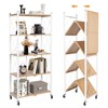 Yuanjimi 5-Tier Foldable Storage Shelves with Wheels, Folding Metal Shelf