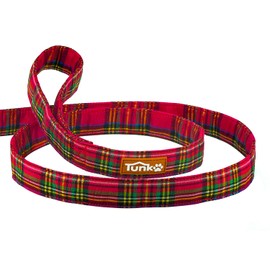 Tunkoo Dog Leash Christmas Plaid with Soft Comfy Cotton Handle，Girl Pet for Small Medium Large Dogs Cats Daily Walking（Red Plaid，S）