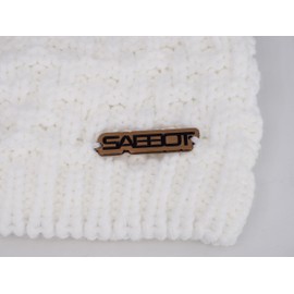 SABBOT Chic Women's Hat with Fur Bobble Fleece Lining Winter Hat Modern Knitting Pattern Warm Cap, White